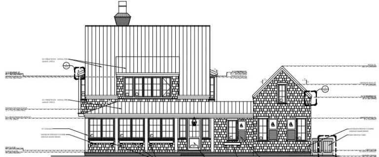 Front elevation drawing for the Spring Island marsh-front home