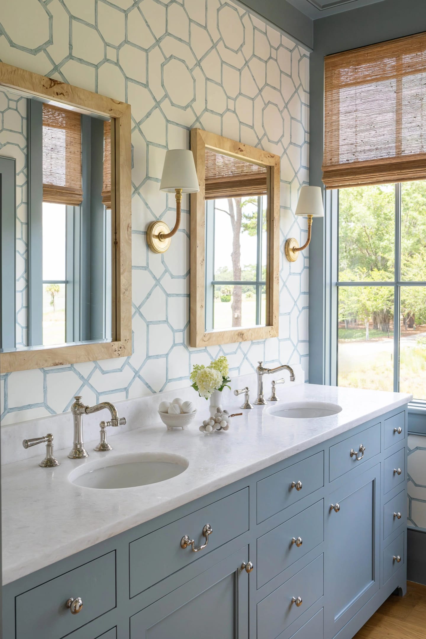 Bath double vanity, Lowcountry Waterfront Home on Spring Island, South Carolina