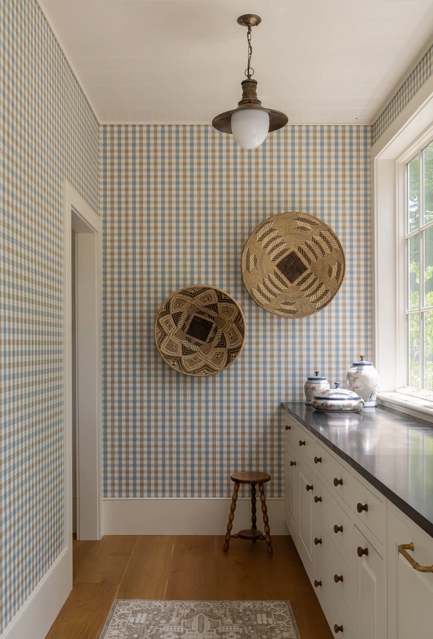 Pantry wallpaper, Lowcountry Waterfront Home on Spring Island, South Carolina