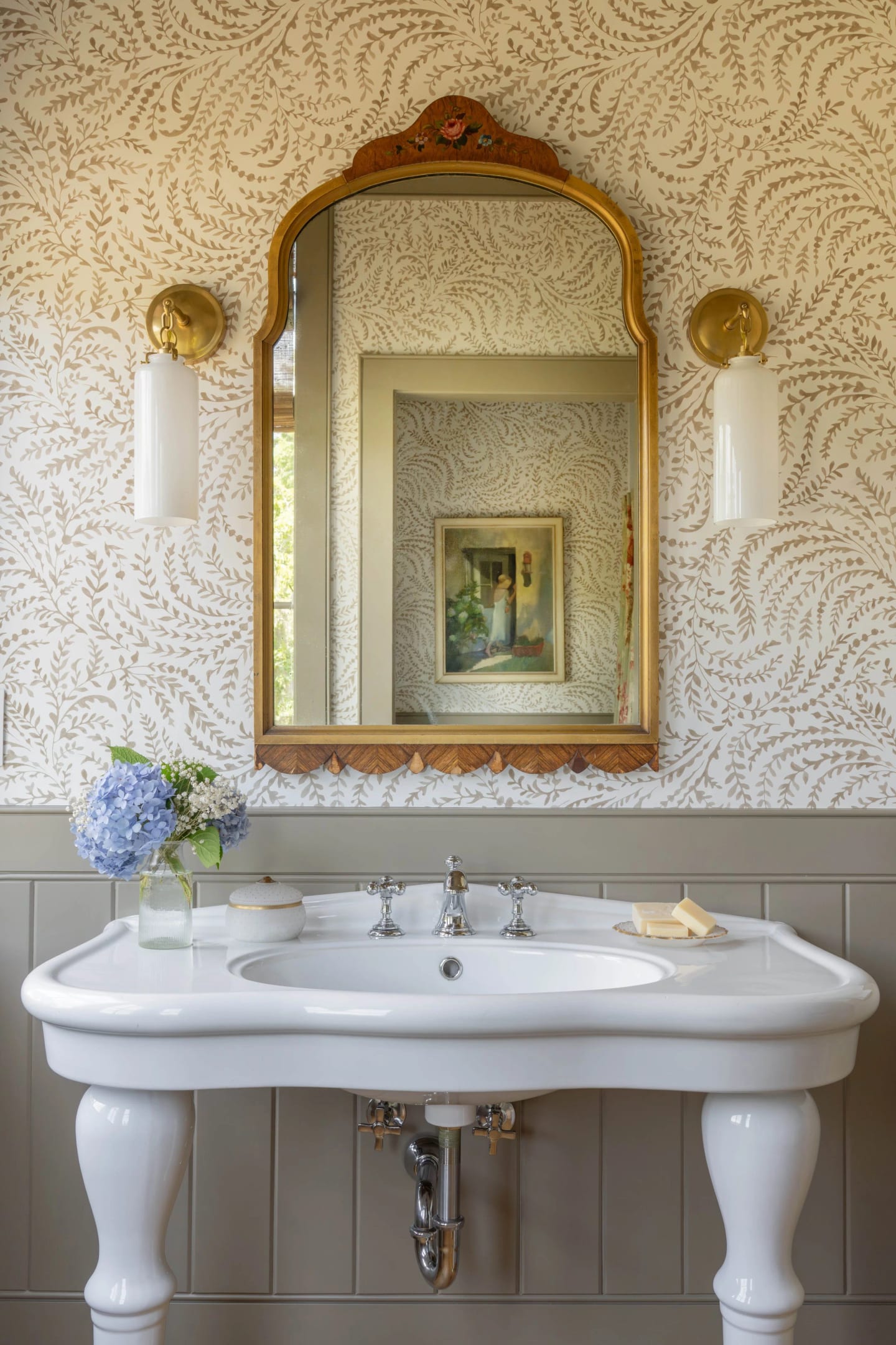 Powder room mirror, Lowcountry Waterfront Home on Spring Island, South Carolina