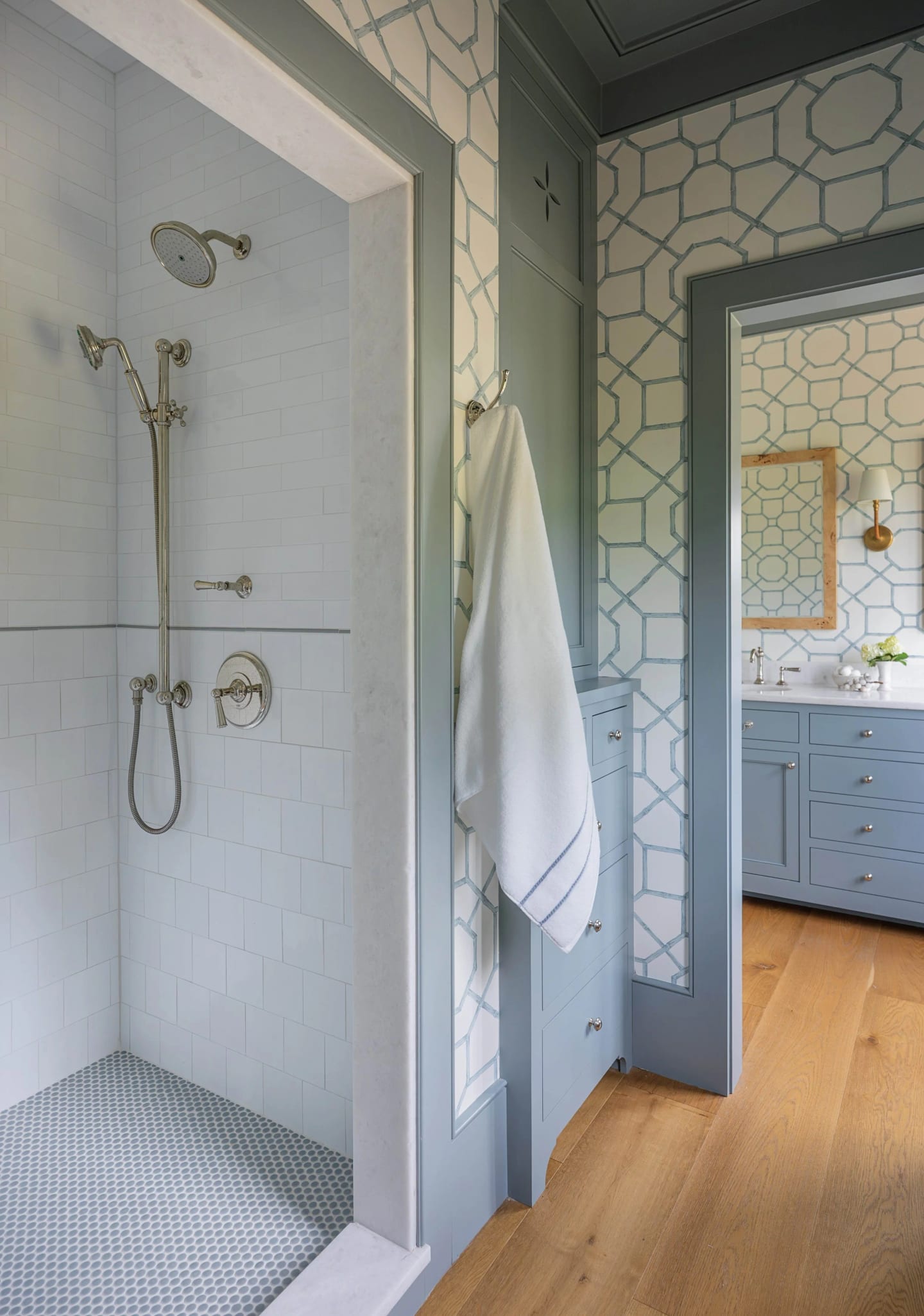 Shower detail, Lowcountry Waterfront Home on Spring Island, South Carolina